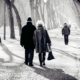 Senior couple walking in the park